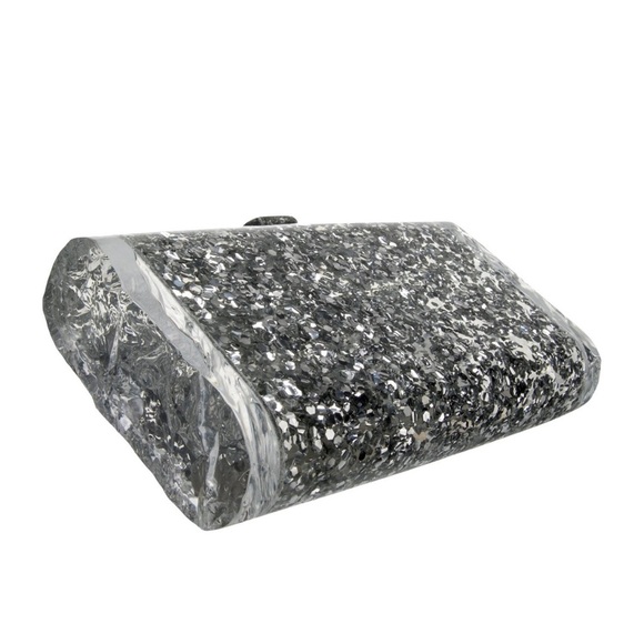 NWT RARE Edie Parker Mini Lara Clutch - Silver Confetti - Picture 5 of 12